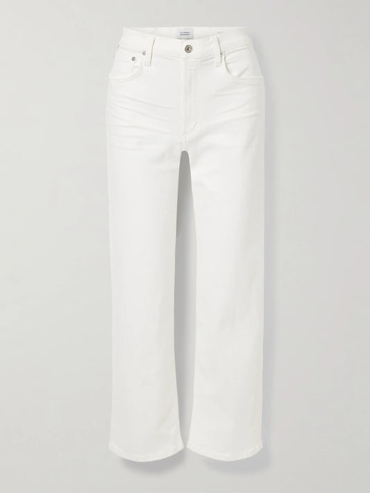 Image of Jeans. Product name - The Palma High-rise Straight-leg Jeans in White colour by brand - Citizens of Humanity