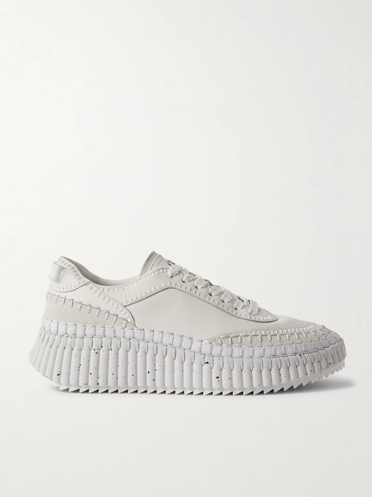+ Net Sustain Nama Embroidered Suede-trimmed Leather Sneakers