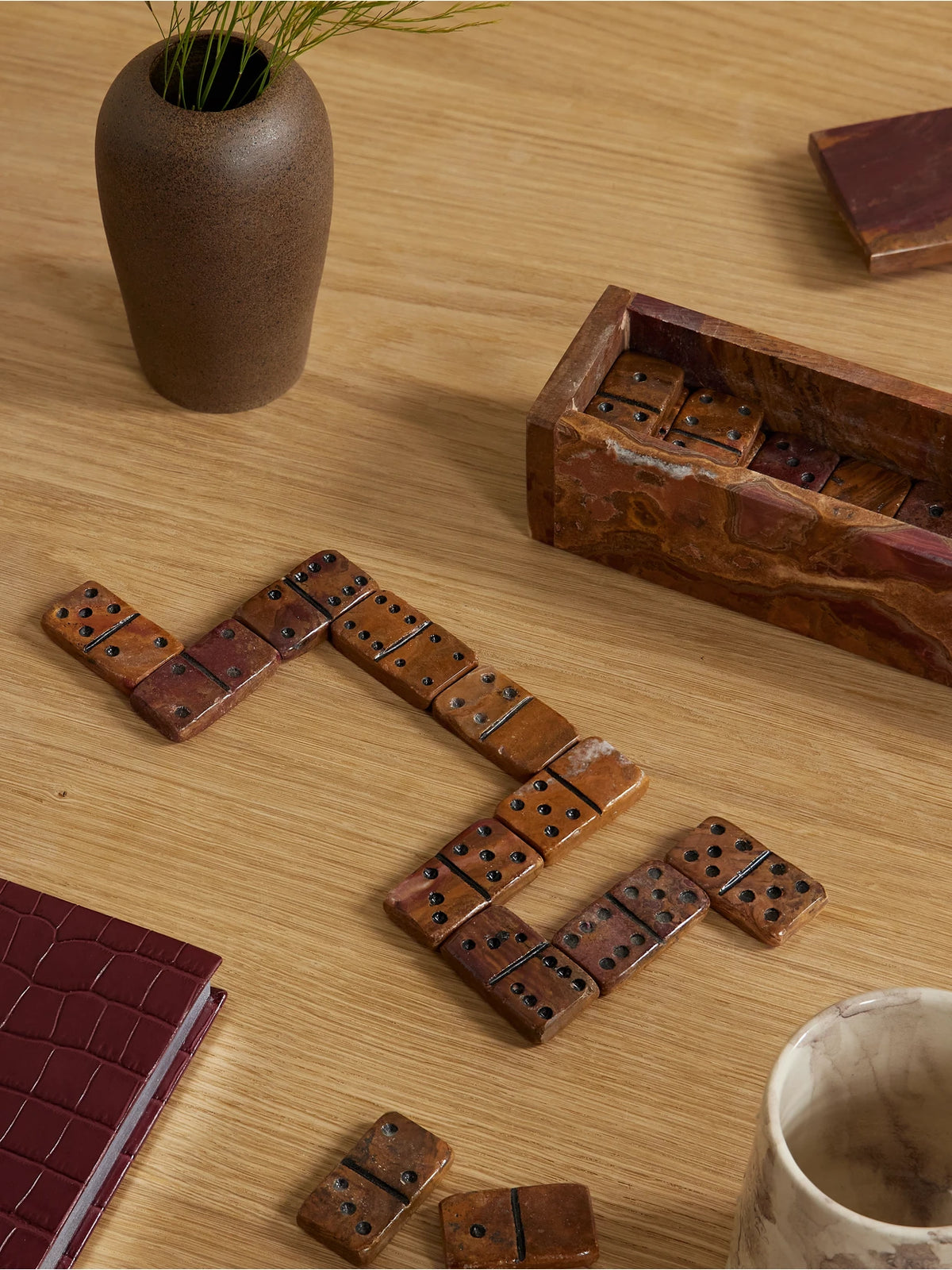 Image of Decor. Product name - Onyx Domino Set in Burgundy colour by brand - Jia Jia Home