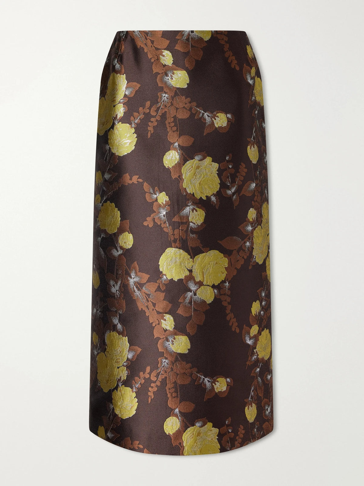 La DoubleJ Metallic Floral-jacquard Twill Midi Skirt