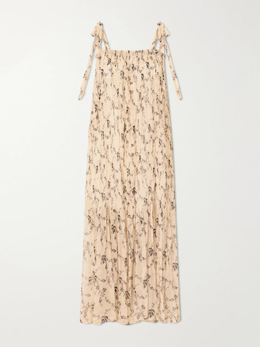Emrys Shadow Floral-print Gathered Midi Dress