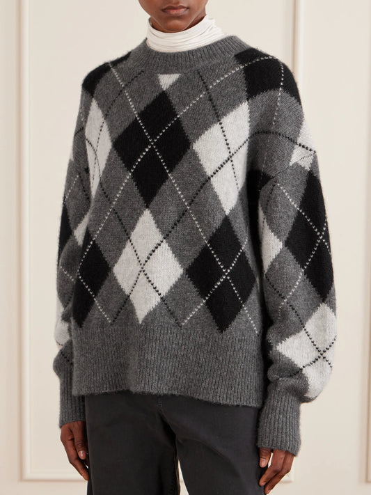 Nili Lotan Donnika Argyle Cashmere And Silk-blend Sweater