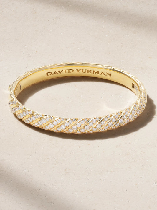 Sculpted Cable 18-karat Gold Diamond Bracelet