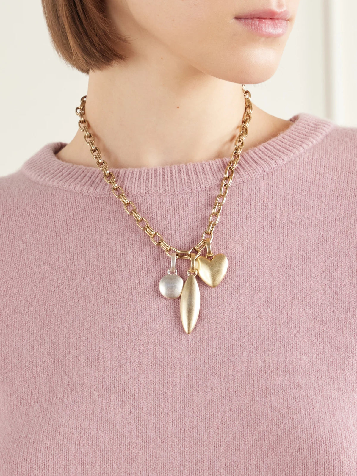 Image of Necklaces. Product name - The Token Gold And Silver-tone Necklace in Multi colour by brand - Roxanne Assoulin