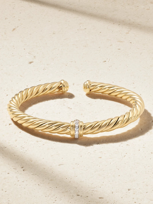 Cablespira Flex 18-karat Gold Diamond Cuff