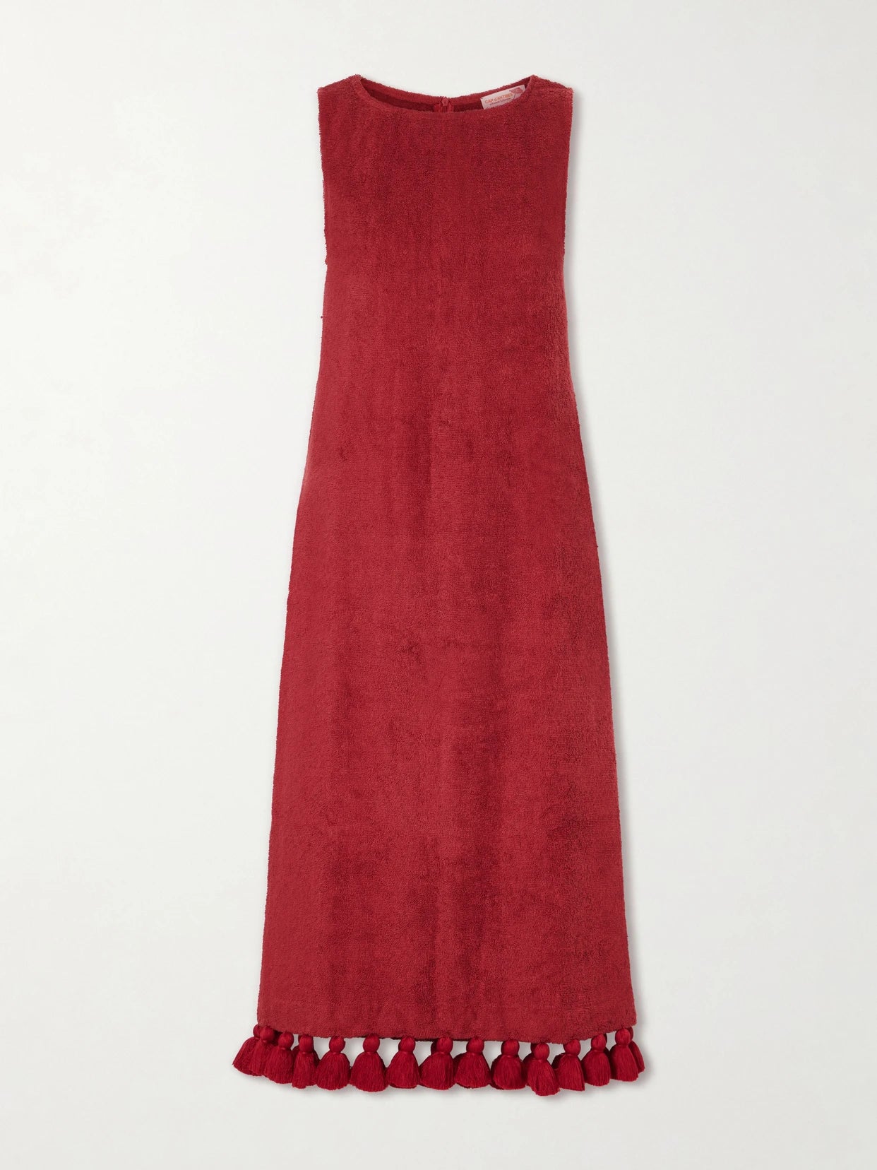 Image of Dresses. Product name - Aurelia Tasseled Cotton-terry Midi Dress in Red colour by brand - Cap d'Antibes