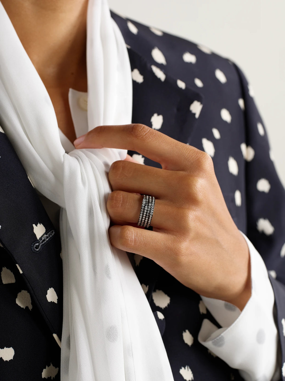 Image of Rings. Product name - Antifer 14-karat Blackened Gold Diamond Ring in Multi colour by brand - Repossi