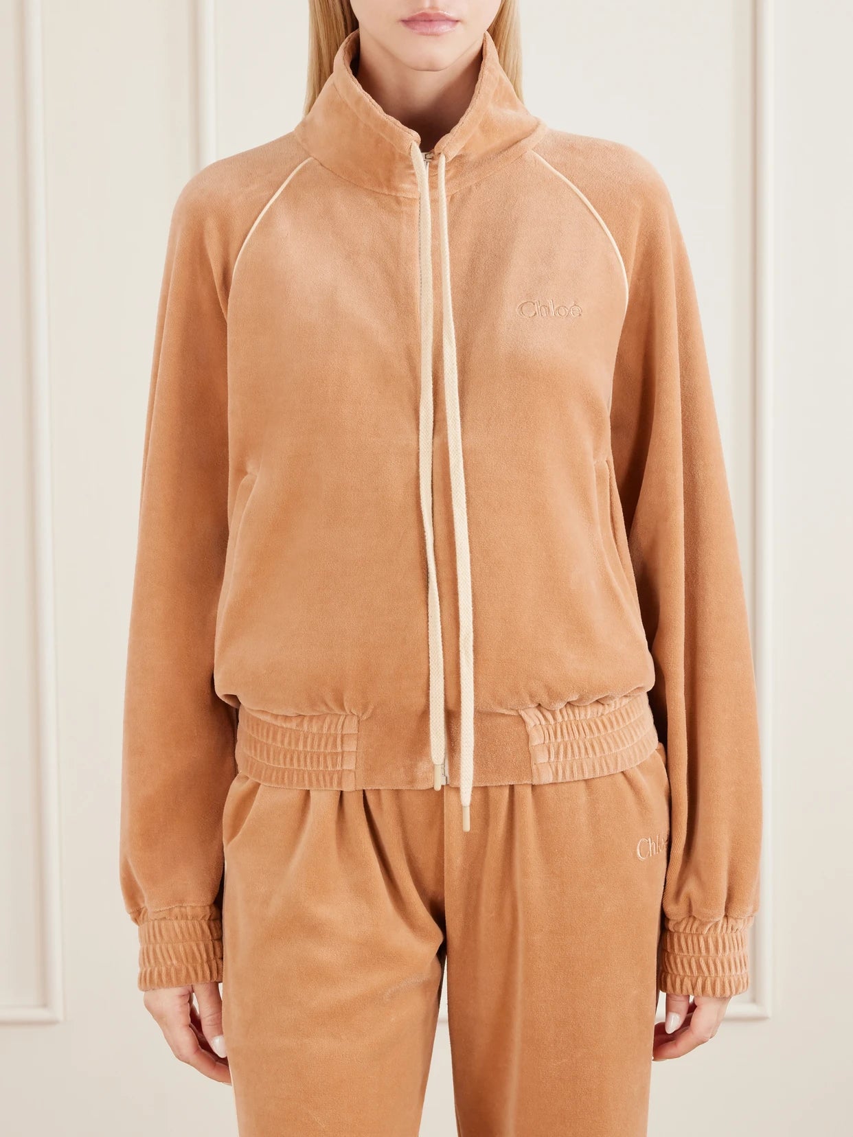 Logo-embroidered Cotton-blend Velvet Sweater