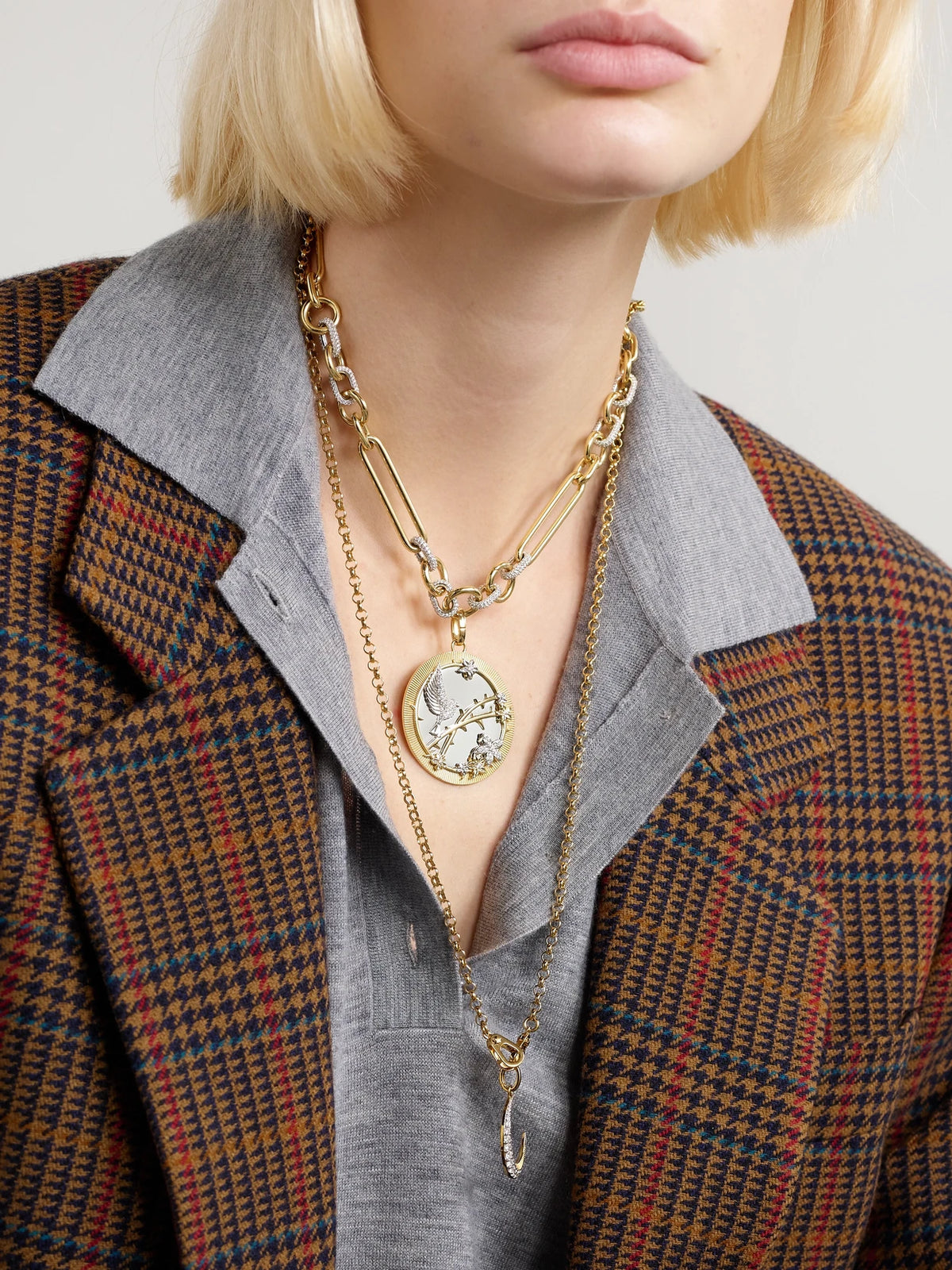 Image of Necklaces. Product name - Resilience Mixed 18-karat Yellow And White Gold Diamond Necklace in Multi colour by brand - FoundRae