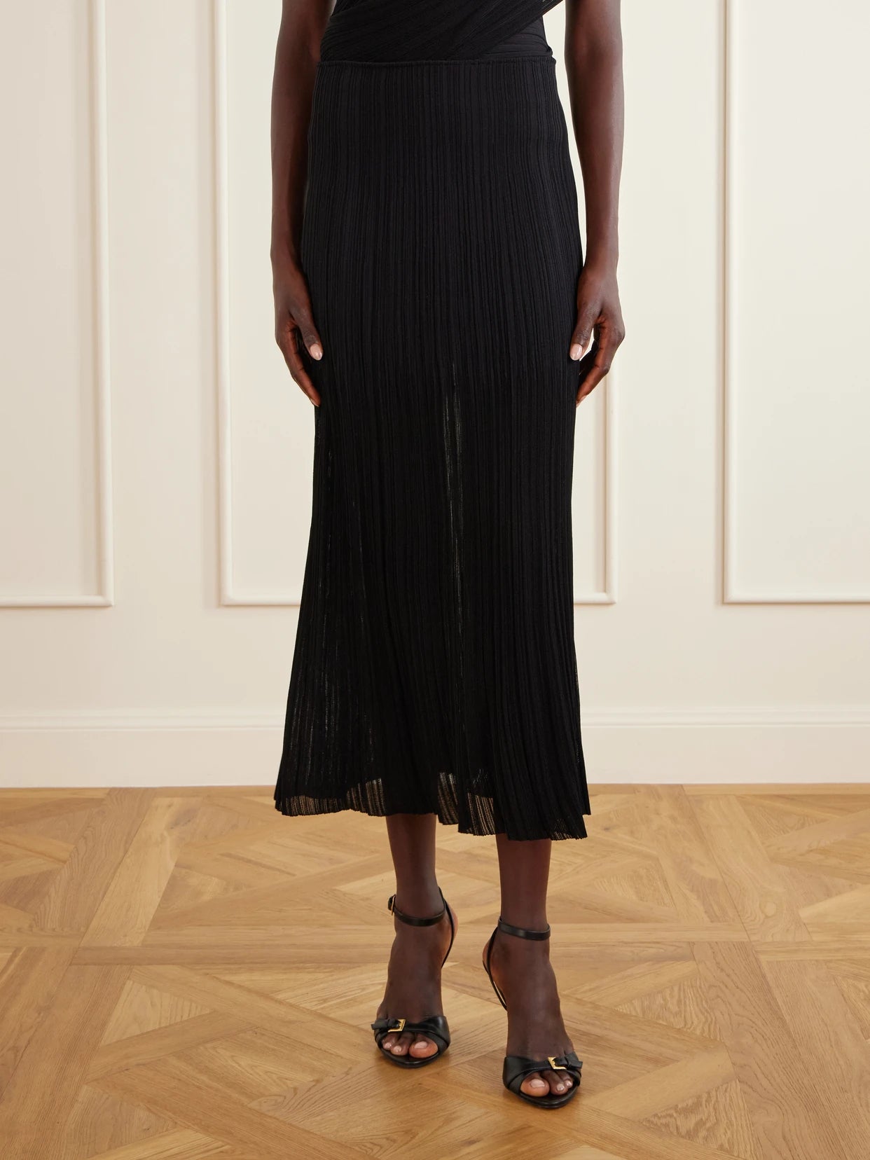 Plissé-crepe Midi Skirt
