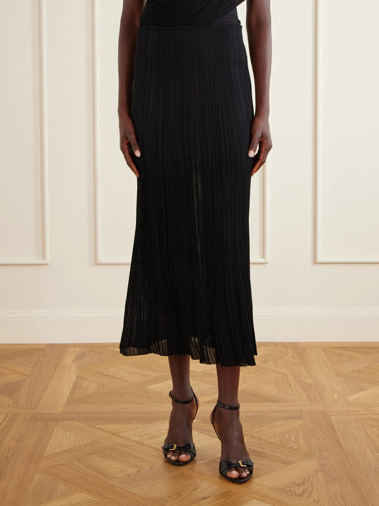 Plissé-crepe Midi Skirt
