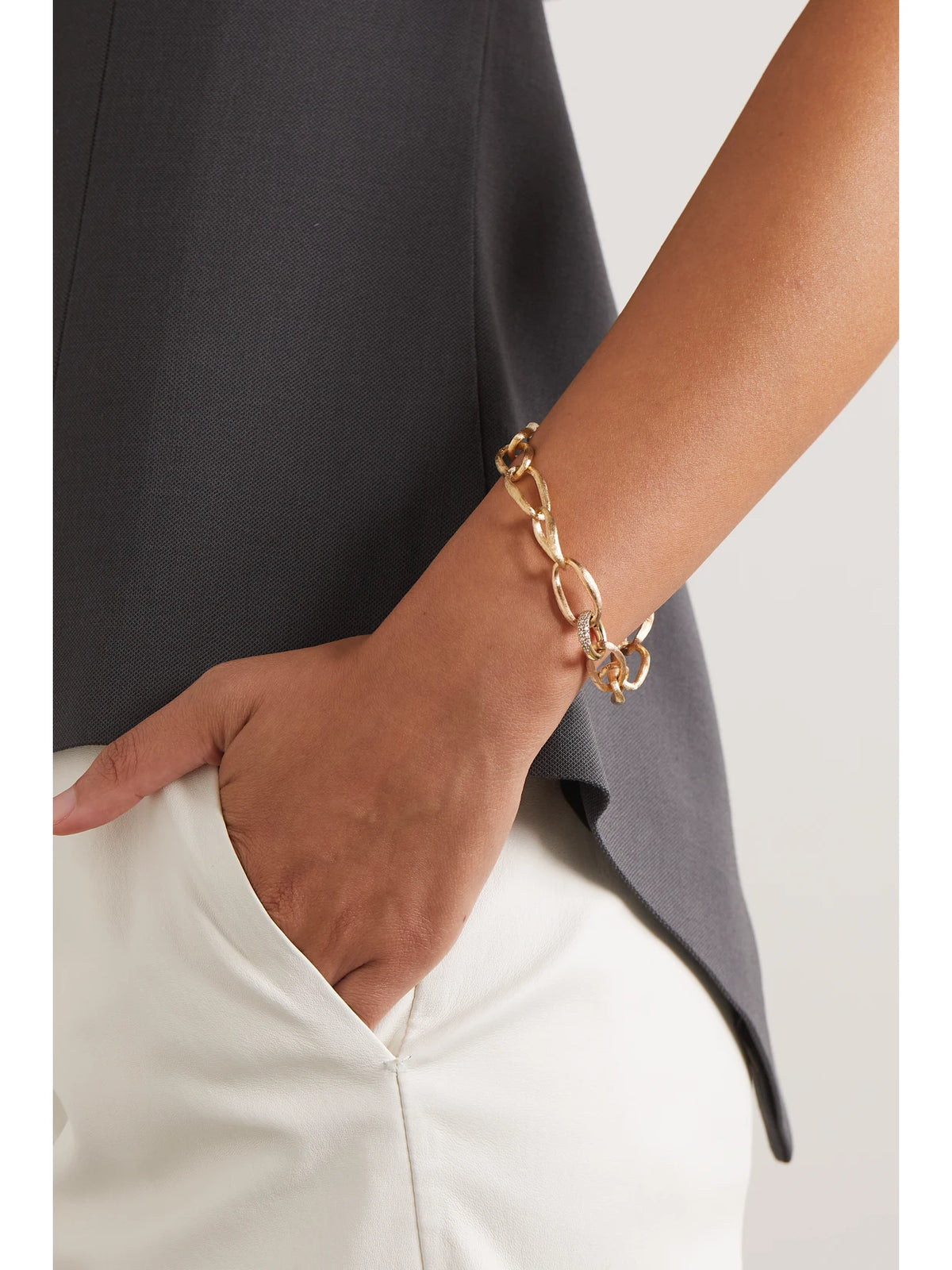Image of Bracelets. Product name - Love Medium 18-karat Yellow And Rose Gold Diamond Bracelet in Multi colour by brand - OLE LYNGGAARD COPENHAGEN