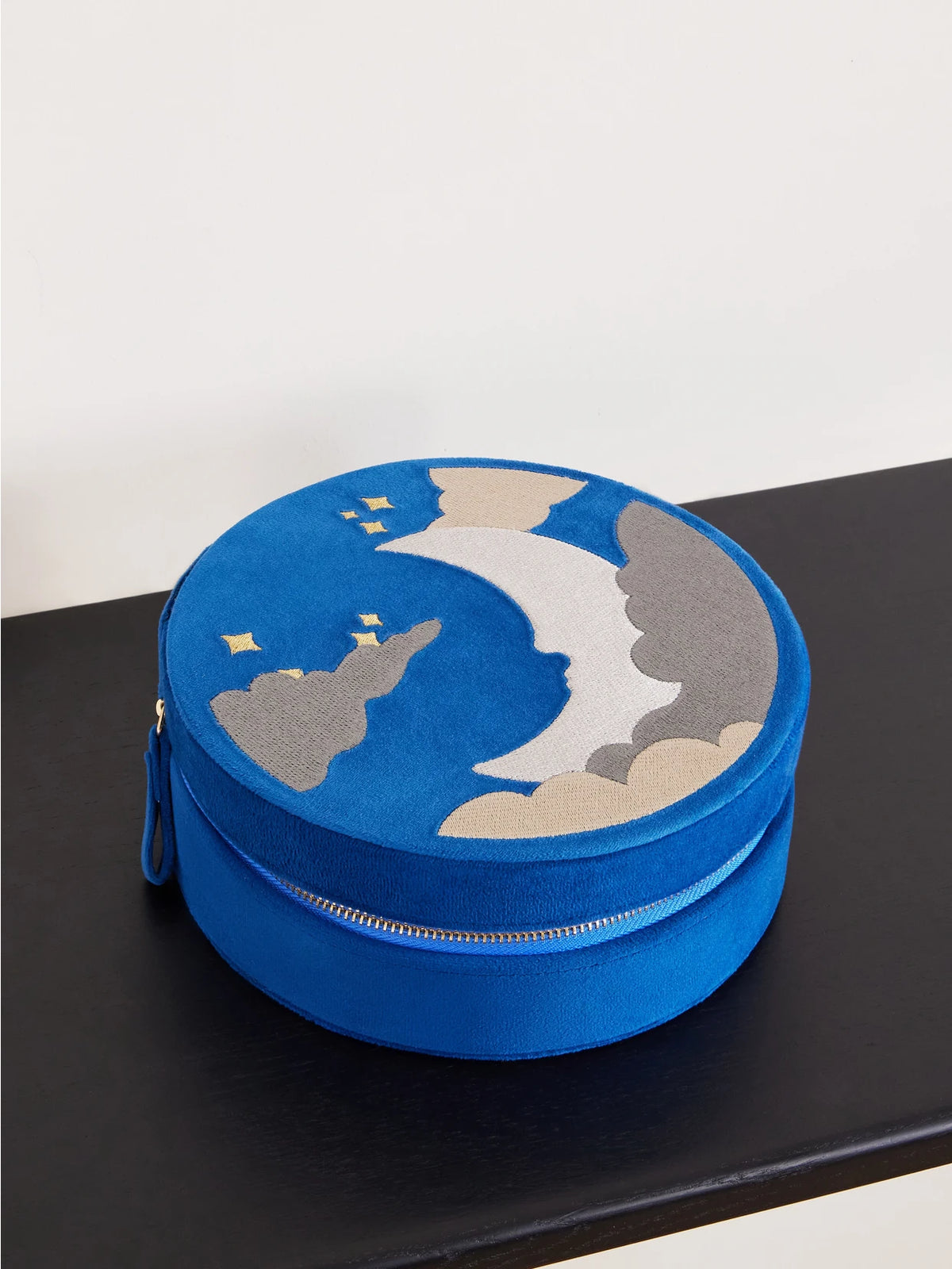 L'Atelier Nawbar Moon Embroidered Velvet Jewelry Case