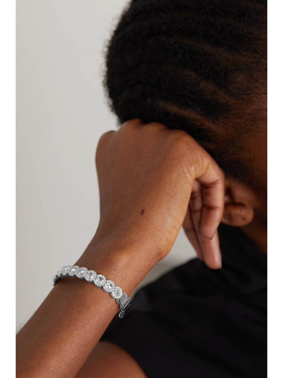 Image of Bracelets. Product name - 18-karat White Gold Diamond Cuff in Multi colour by brand - David Morris