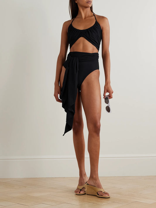 Halterneck Draped Swimsuit