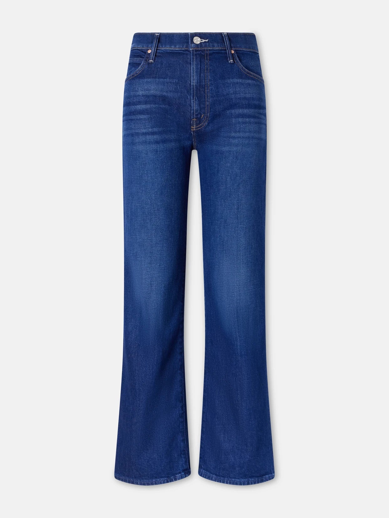 Image of Jeans. Product name - Lil Kick It High-rise Straight-leg Jeans in Dark denim colour by brand - Mother