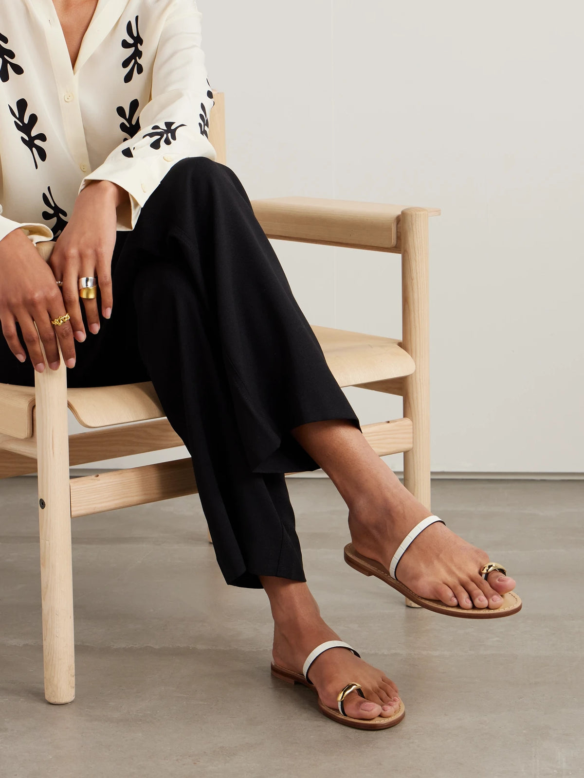 The Kibera Embellished Croc-effect Leather Sandals