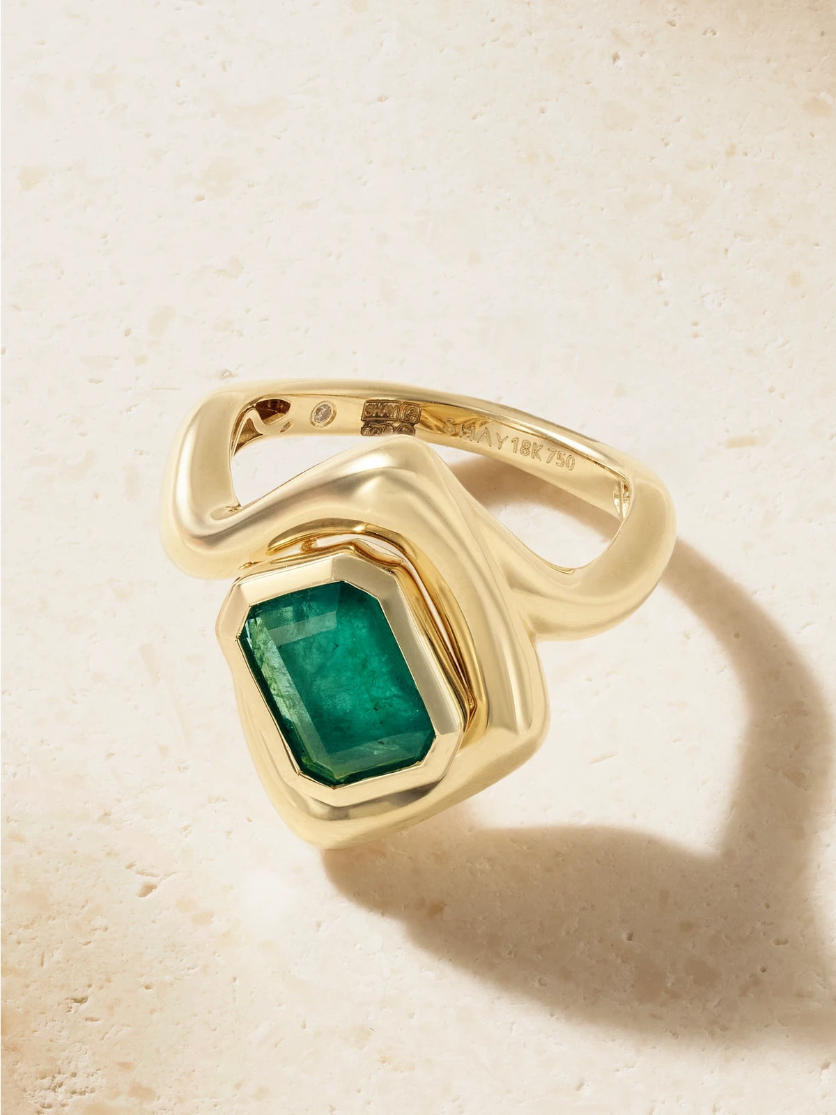 SHAY Zar 18-karat Gold, Emerald And Diamond Pinky Ring