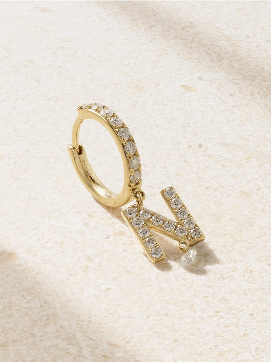 Initial 18-karat Gold Diamond Single Earring