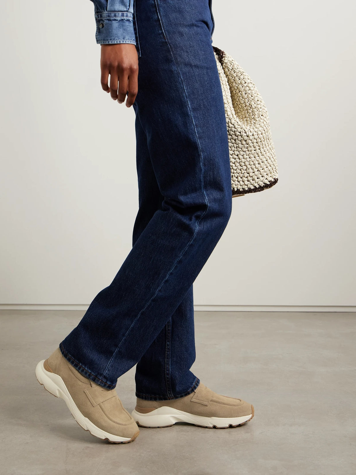 Image of Sneakers. Product name - Suede Slip-on Sneakers in Beige colour by brand - Tod's