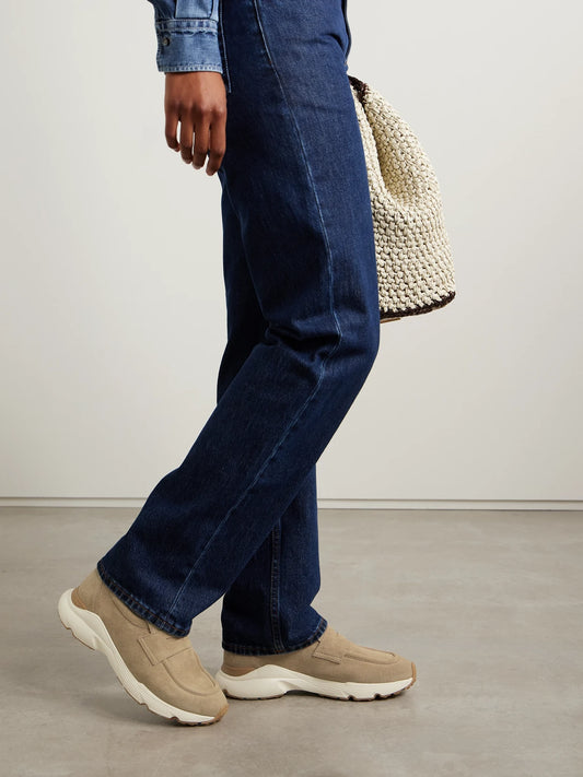 Image of Sneakers. Product name - Suede Slip-on Sneakers in Beige colour by brand - Tod's