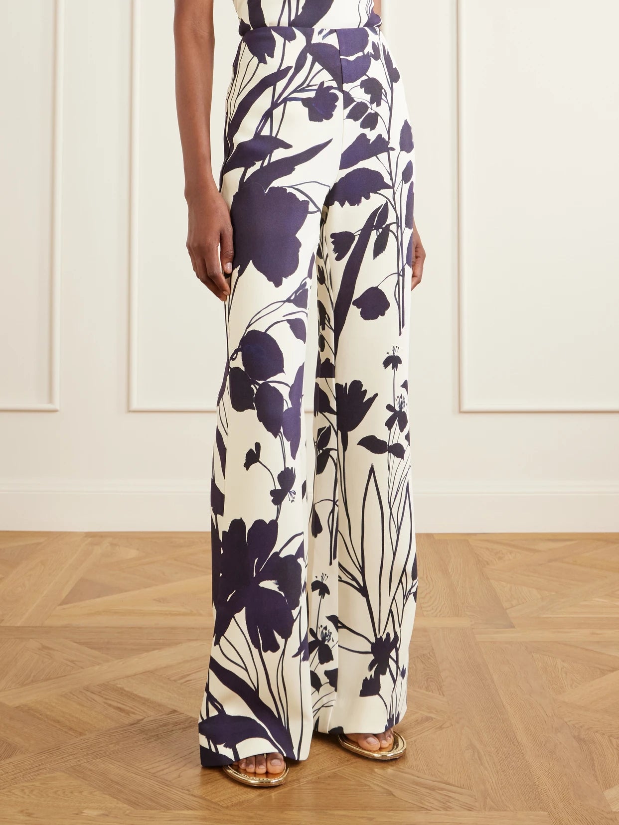 Pisa Floral-print Stretch-crepe Wide-leg Pants