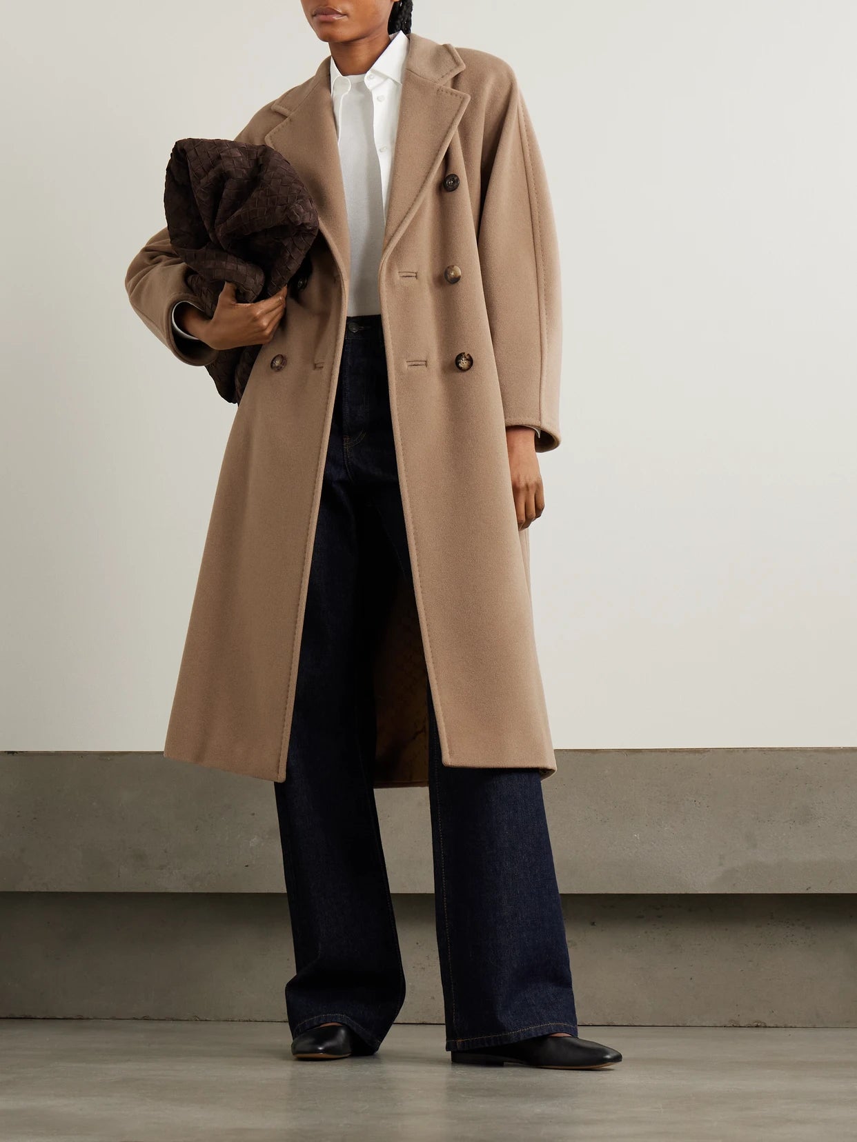 Image of Coats & Jackets. Product name - Madame 101801 Icon Double-breasted Wool And Cashmere-blend Coat in Camel colour by brand - Max Mara