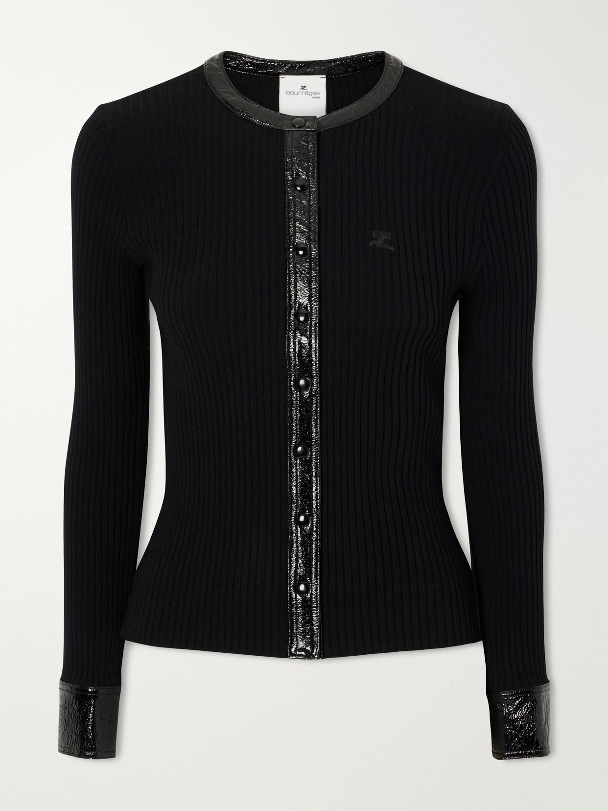 Logo-embroidered Ribbed-knit Cardigan
