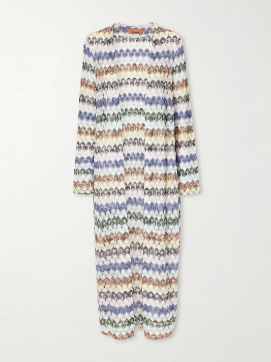 Striped Crochet-knit Cardigan