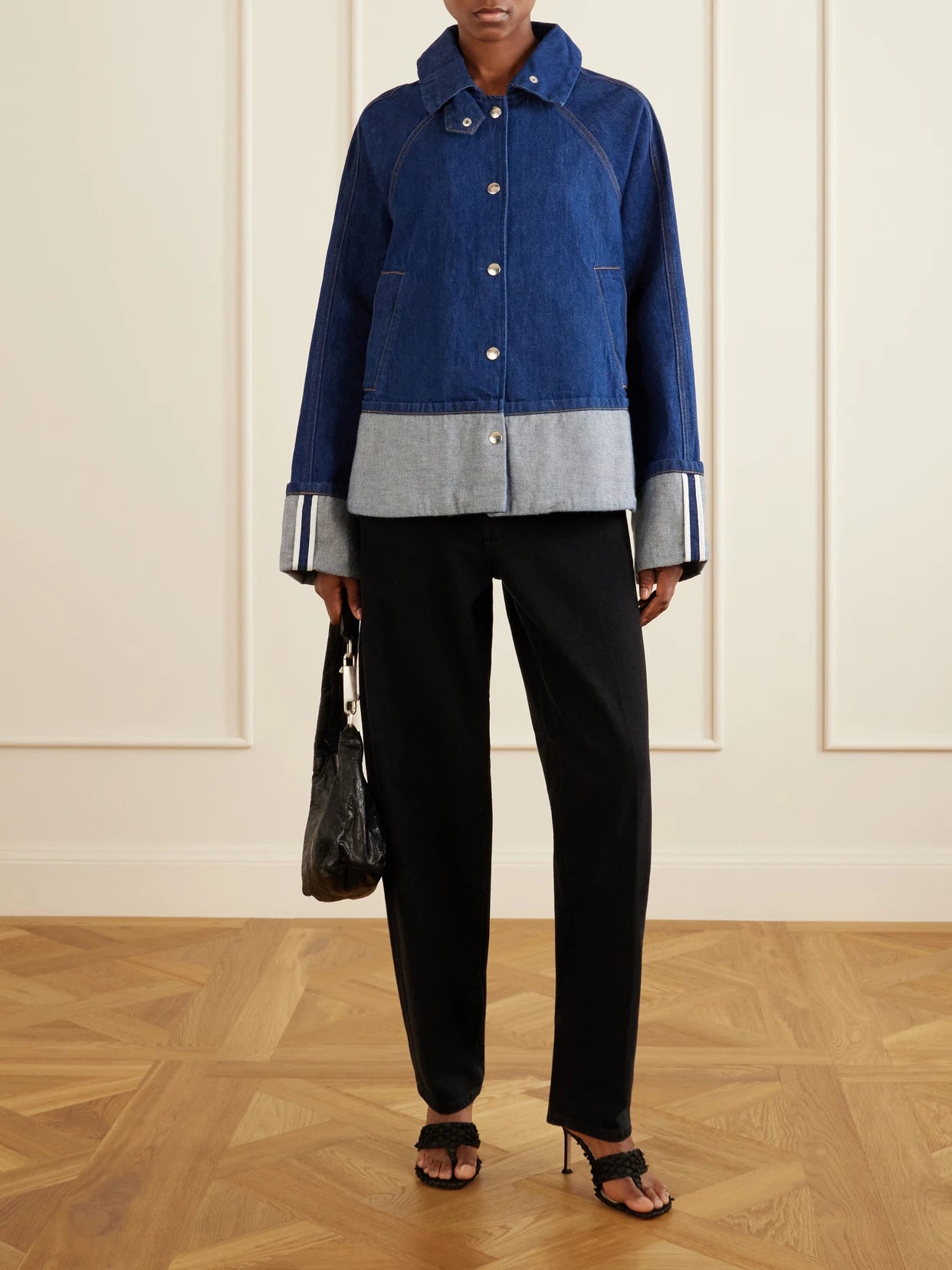 Image of Coats & Jackets. Product name - The Wells Denim Jacket in Indigo colour by brand - Brandon Maxwell