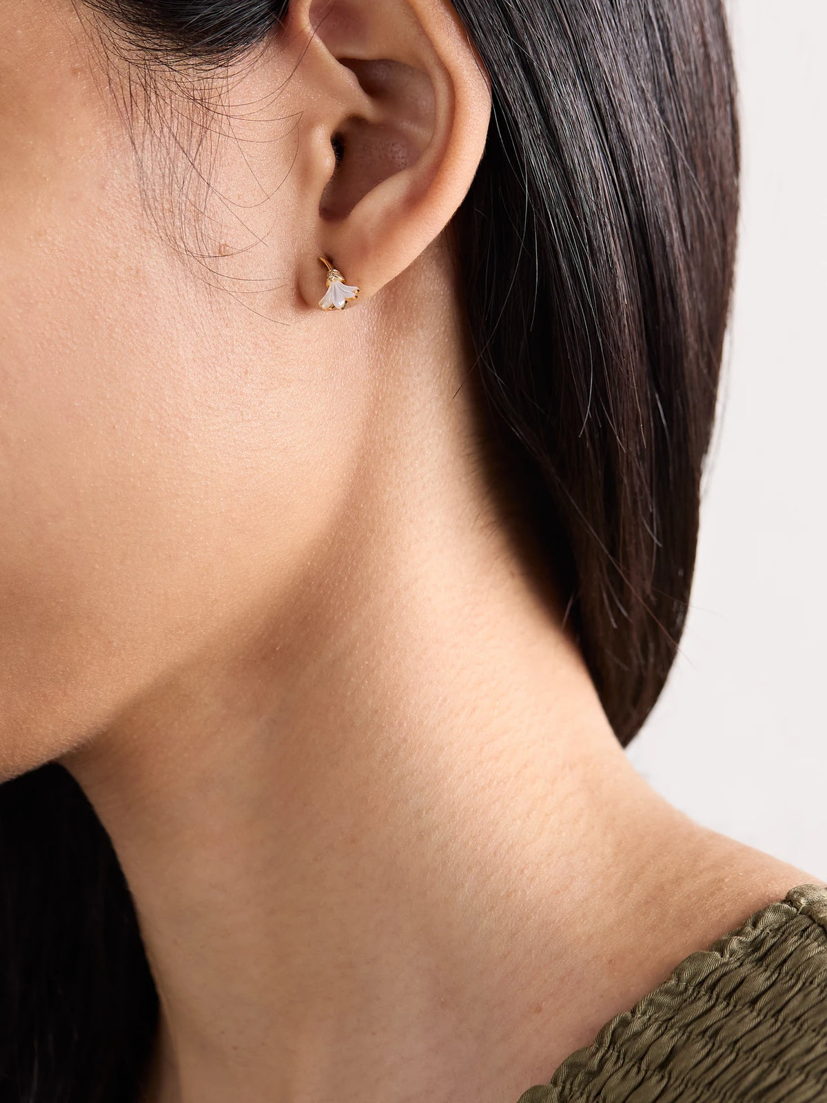 Image of Earrings. Product name - Psychedeliah 18-karat Gold, Mother-of-pearl And Diamond Earrings in White colour by brand - L'Atelier Nawbar