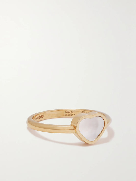 Chopard My Happy Hearts 18-karat Rose Gold Mother-of-pearl Ring
