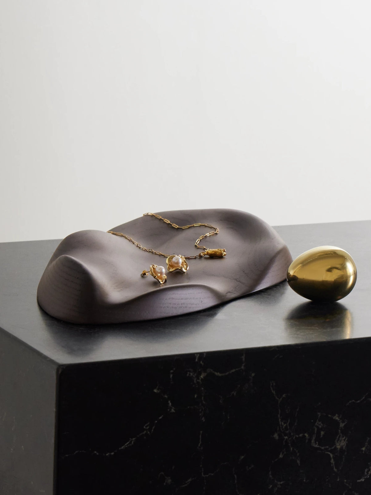 Image of Decor. Product name - Ripple Large Wood Catchall in Brown colour by brand - Fourth Street