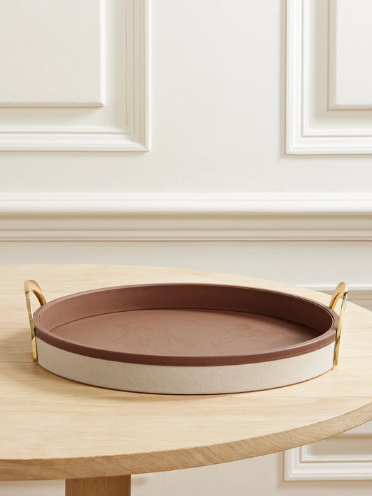 Garrett Canvas, Leather And Gold-tone Tray