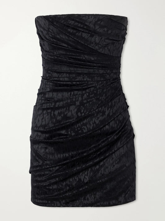 Alex Perry Gathered Leopard-print Lace Bustier Mini Dress
