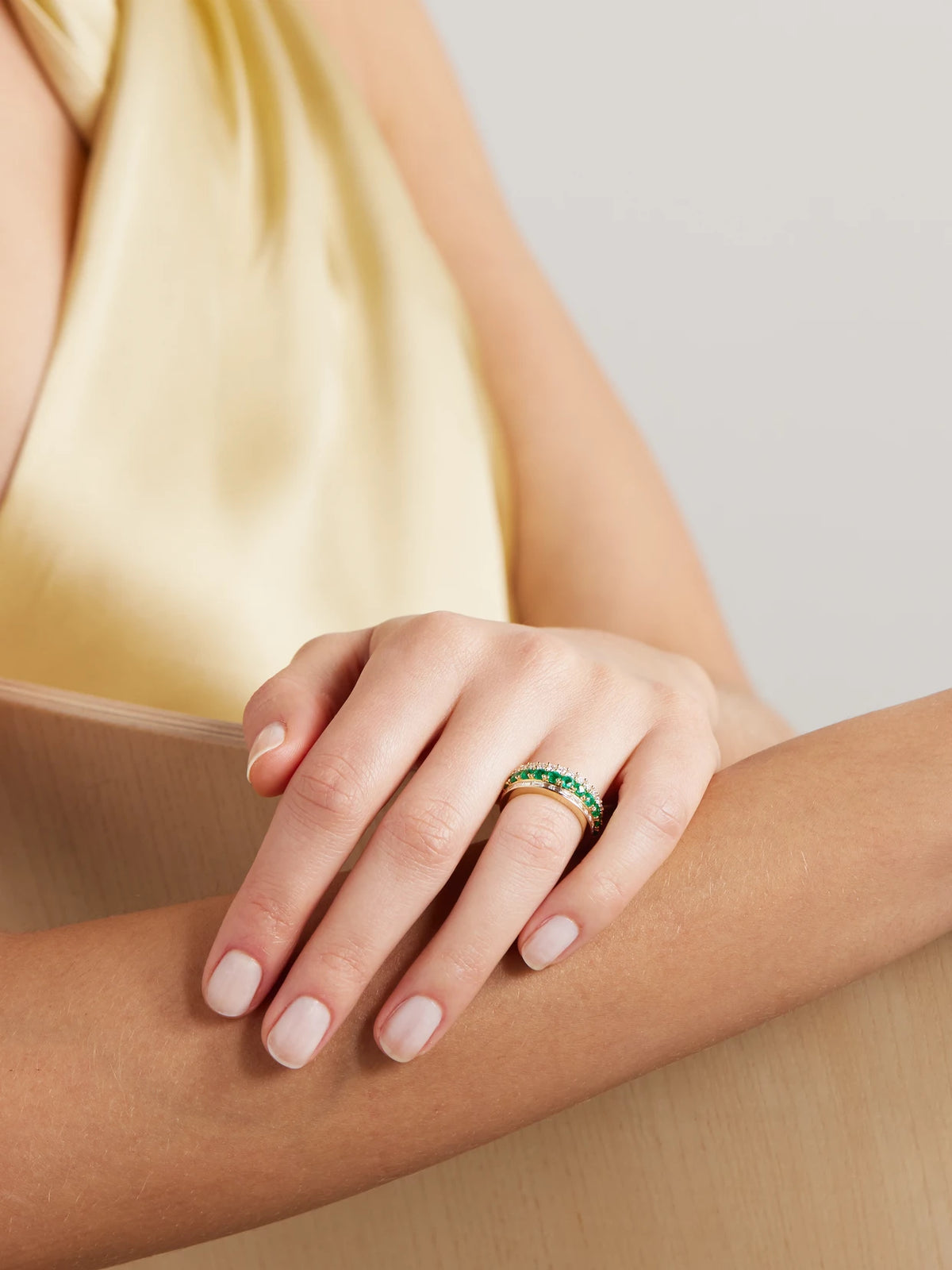 Image of Rings. Product name - 18-karat Gold, Emerald And Diamond Ring in Green colour by brand - Anita Ko
