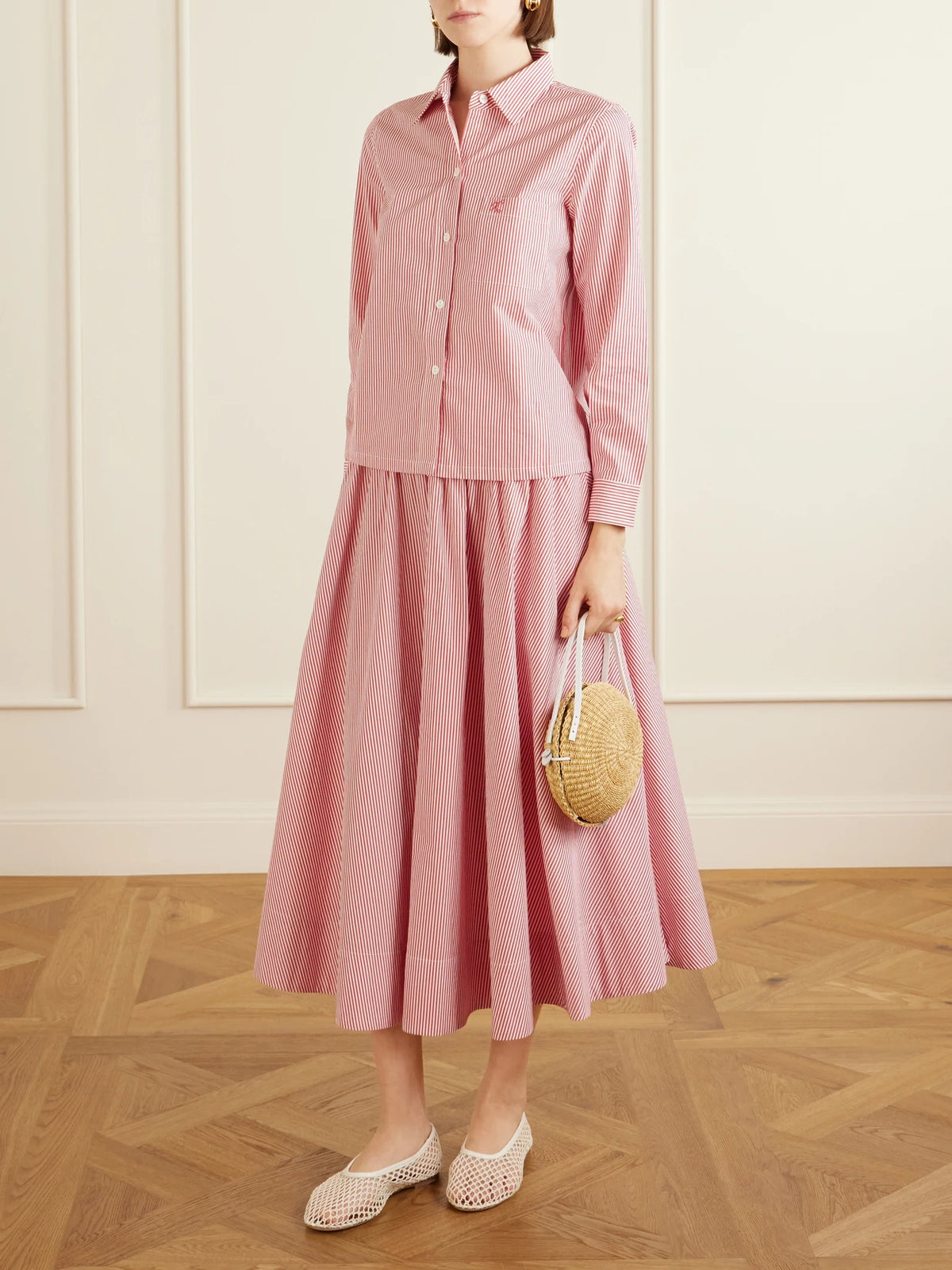 Talata Mini Leather-trimmed Raffia Bag