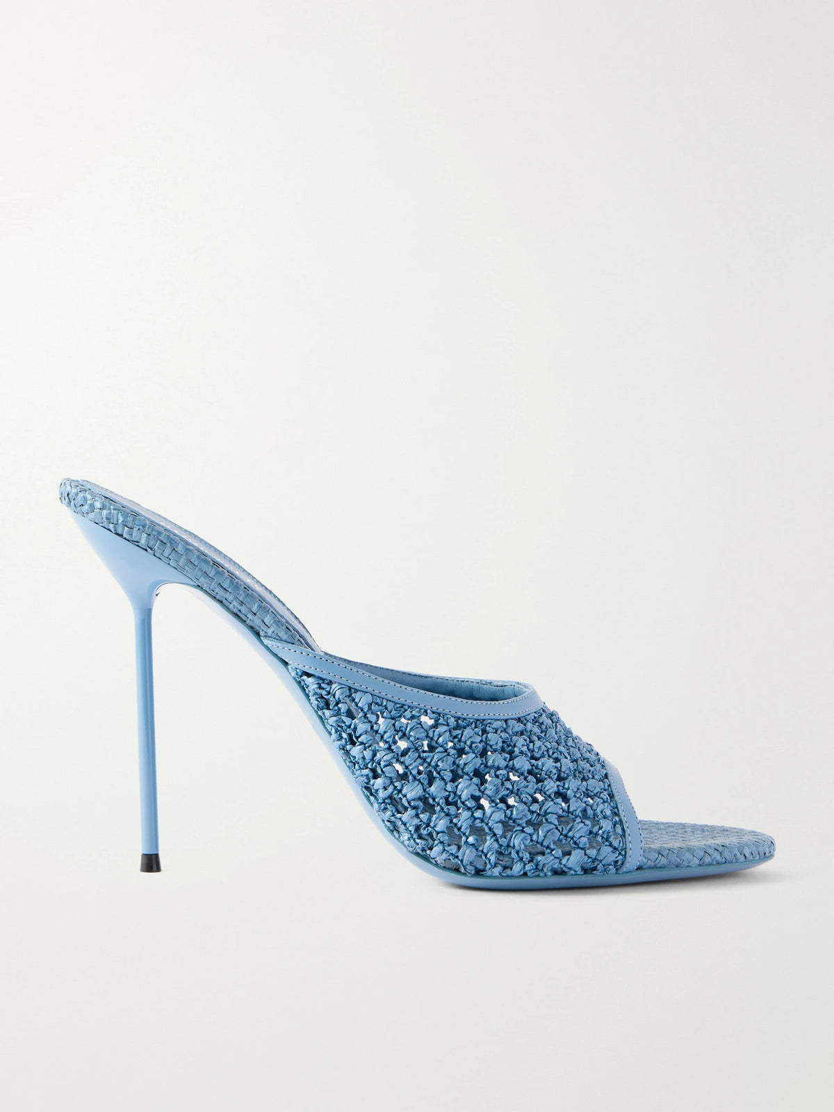 Lidia 105 Leather-trimmed Straw Mules