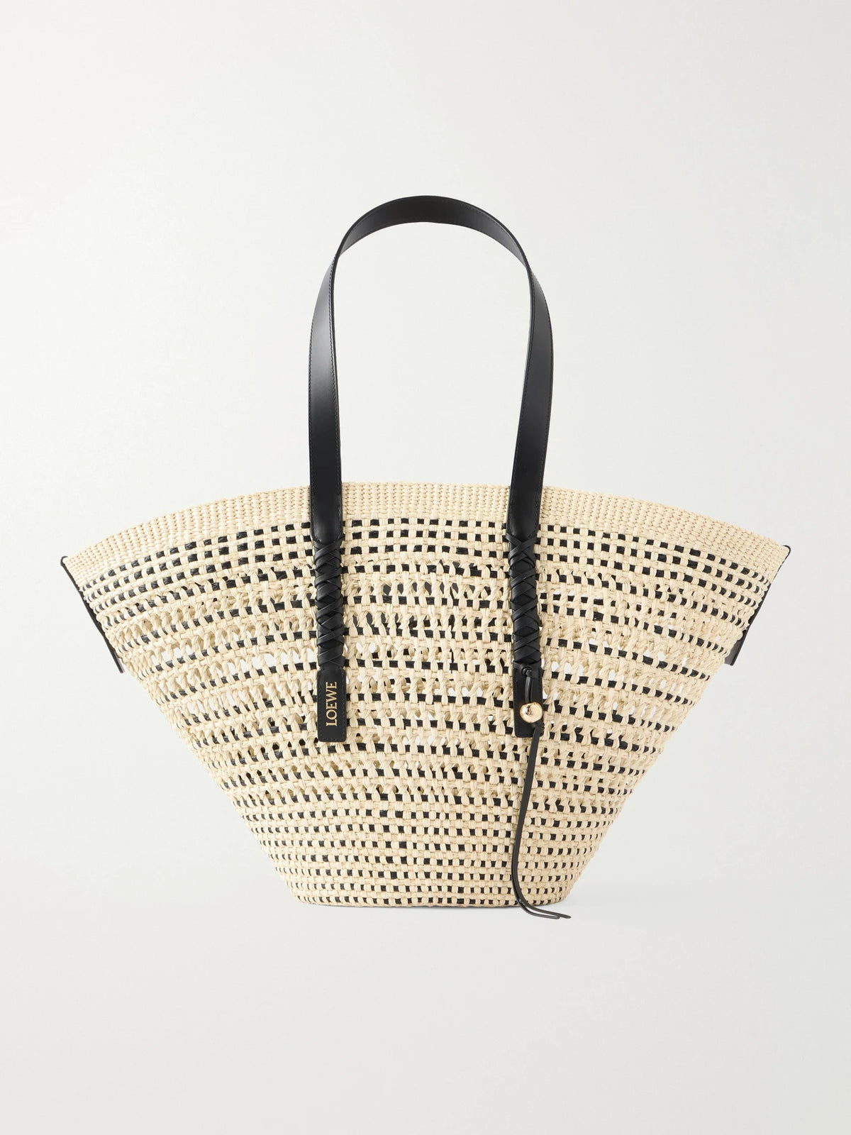 + Paula's Ibiza Leather-trimmed Iraca Tote