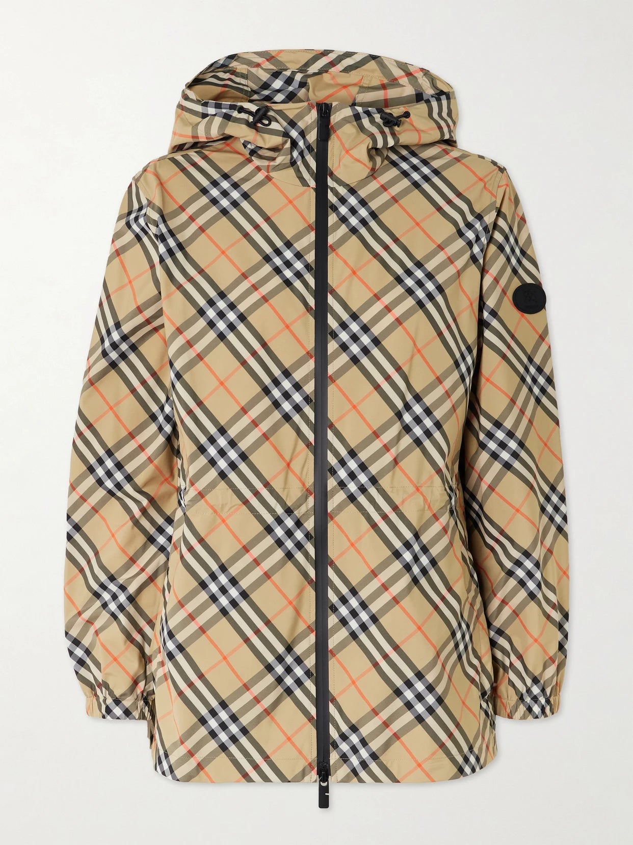 Image of Coats & Jackets. Product name - Checked Hooded Shell Jacket in Beige colour by brand - Burberry