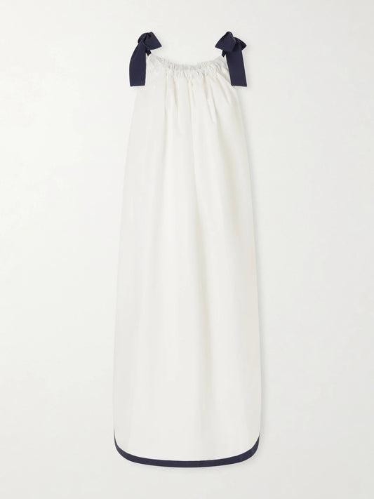 Image of Dresses. Product name - Two-tone Cotton-poplin Maxi Dress in White colour by brand - Les Vacances D'Irina