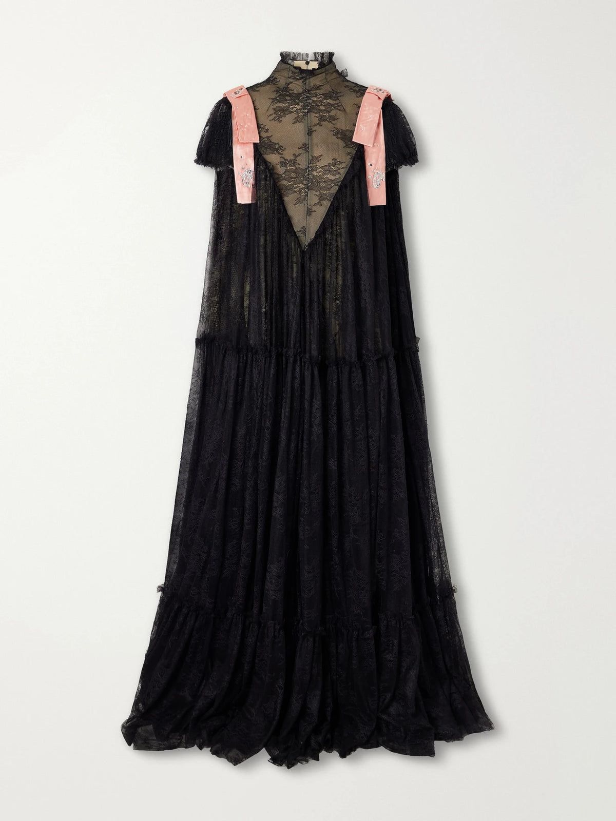 Erdem Bow-detailed Gathered Lace Gown