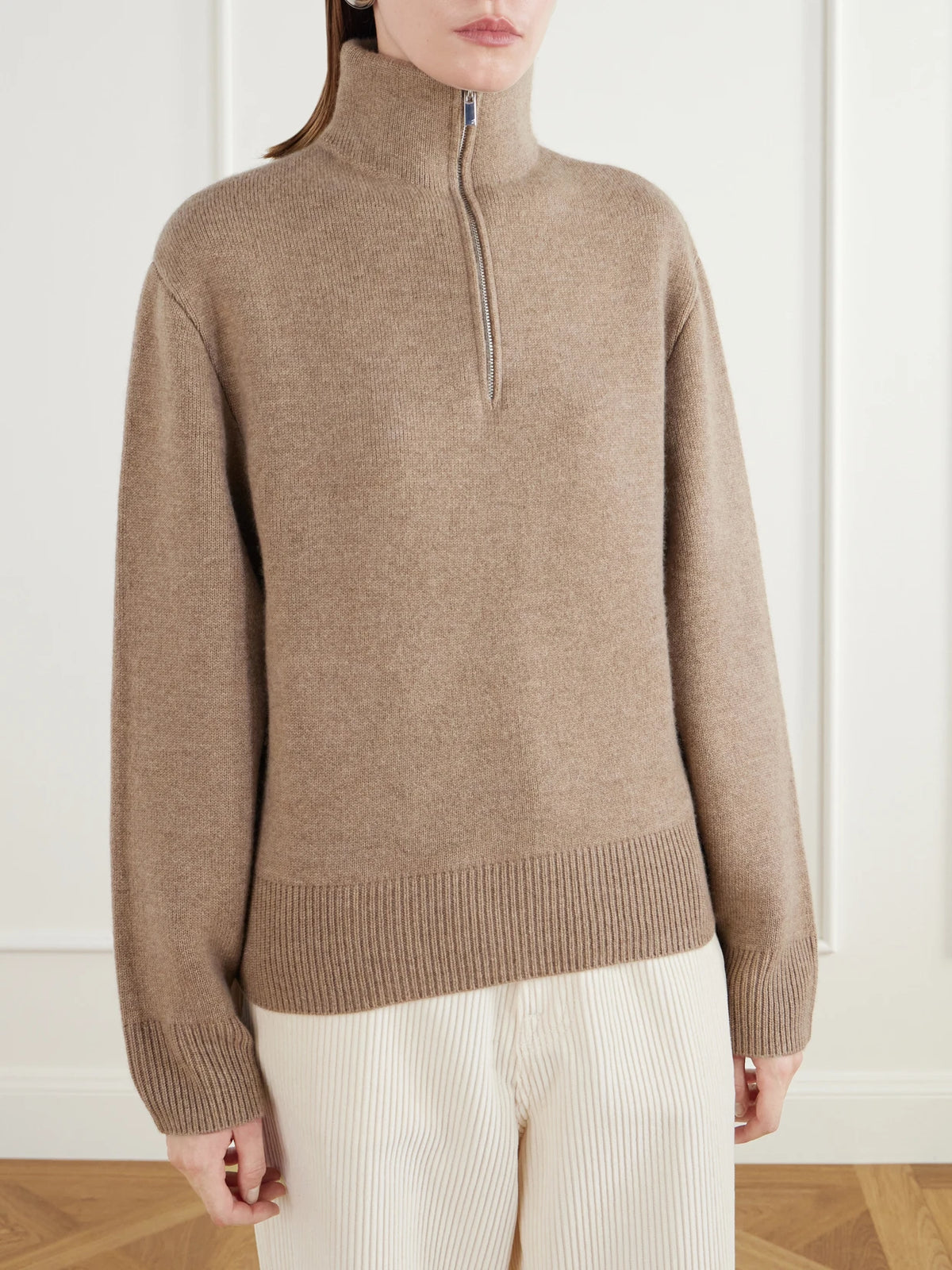 Almada Dana Merino Wool And Cashmere-blend Half-zip Sweater