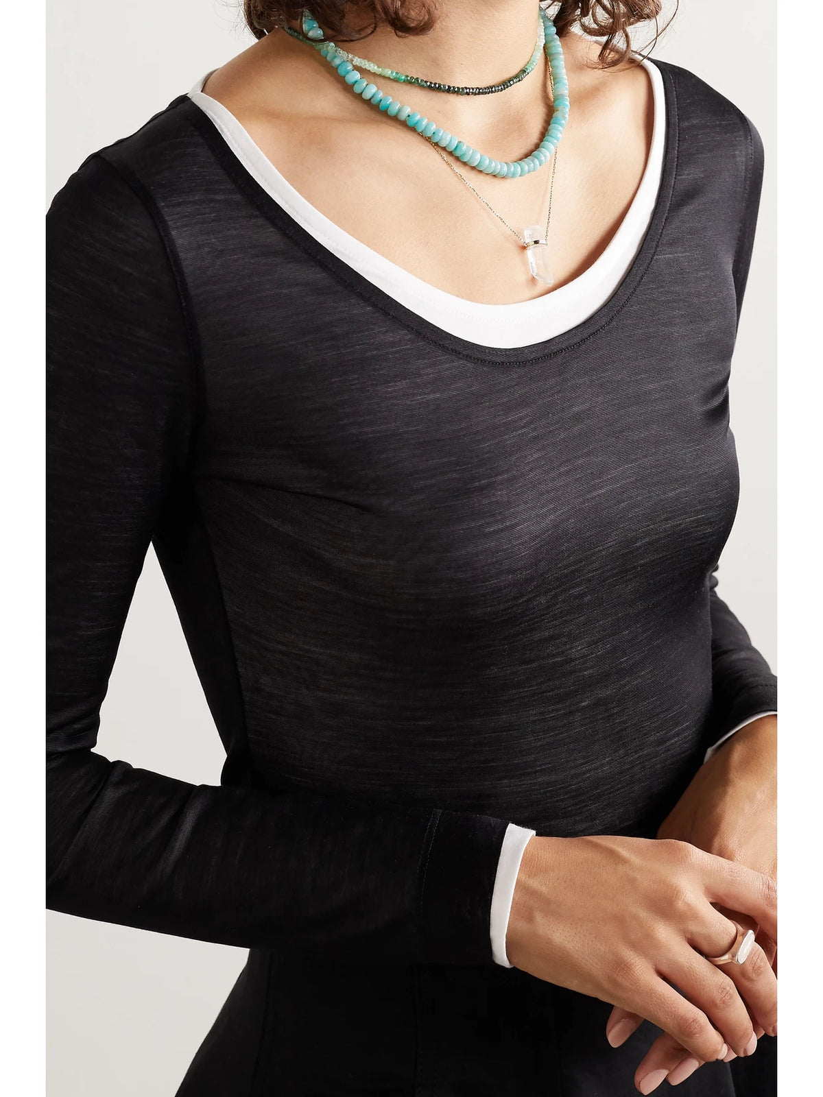 Image of Necklaces. Product name - Gold Emerald Necklace in Multi colour by brand - JIA JIA