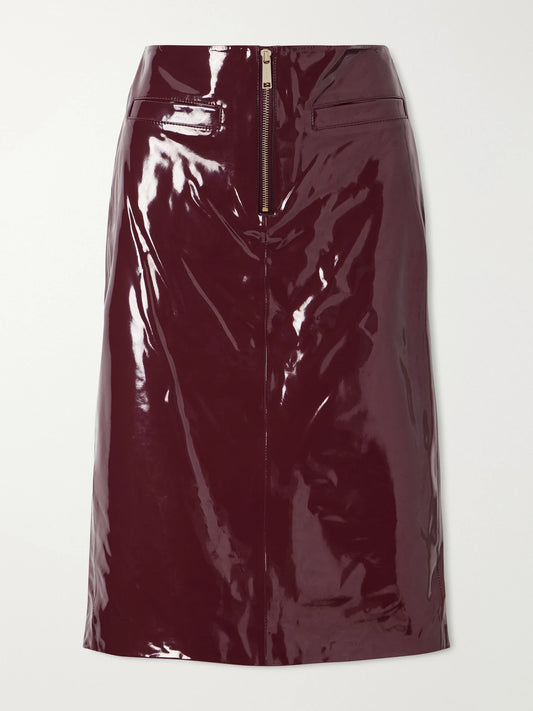Self-Portrait Vinyl-effect Midi Skirt