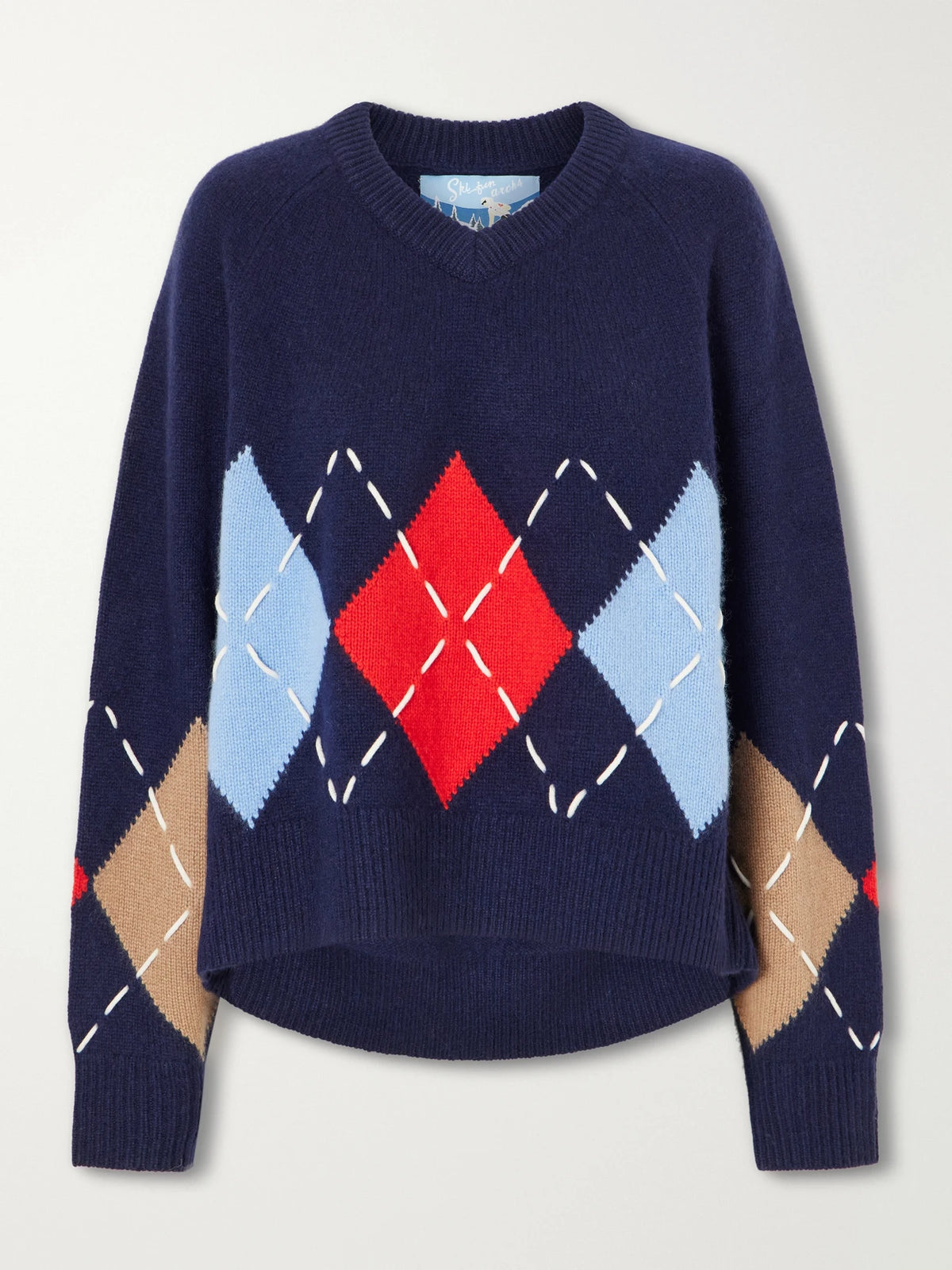 Arch4 Sloane Embroidered Argyle Cashmere Sweater