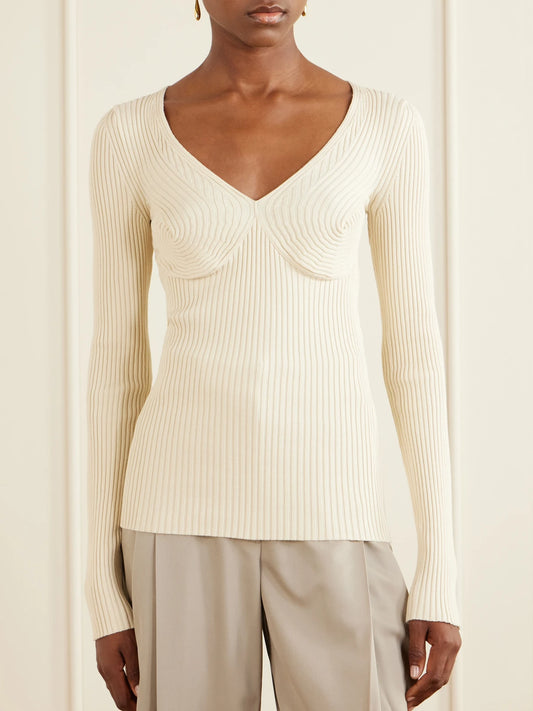 Ribbed Cotton-blend Sweater