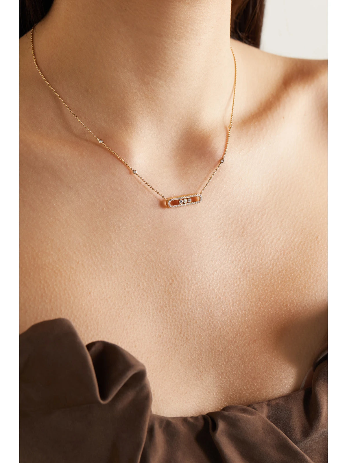 Image of Necklaces. Product name - Baby Move 18-karat Gold Diamond Necklace in Multi colour by brand - Messika