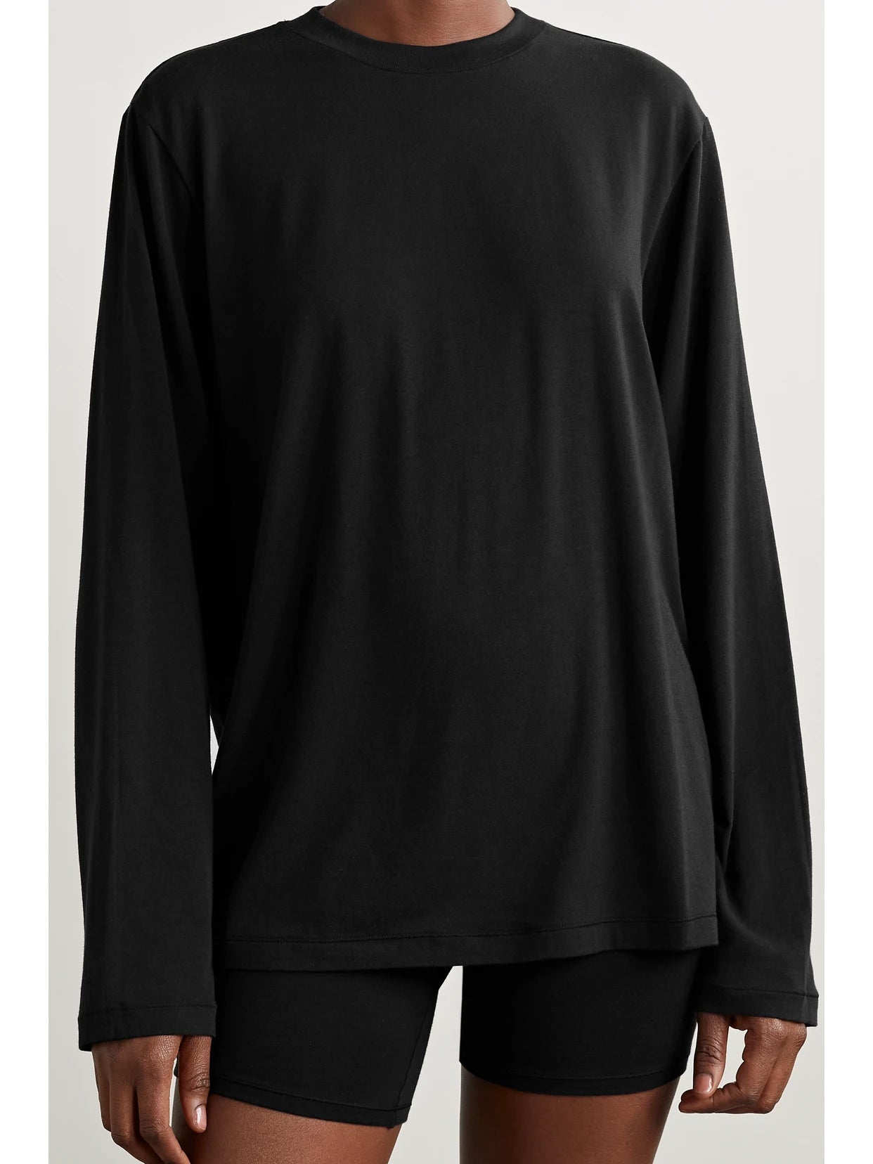 Boyfriend Stretch-modal And Cotton-blend Jersey T-shirt - Onyx