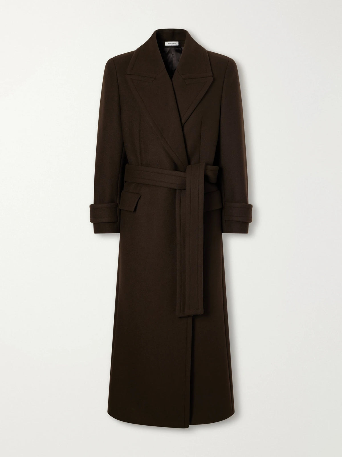Balmain Belted Double-breasted Wool-felt Coat